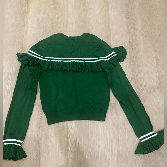 Women Cropped Ruffles Pullover Sweater - Picture 2 of 2